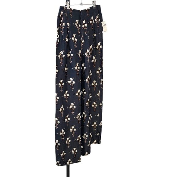 Antrhopologie Silky High-Rise, Floral, Wide Leg High Rise Pants, Black, 14, NWT - Picture 9 of 12